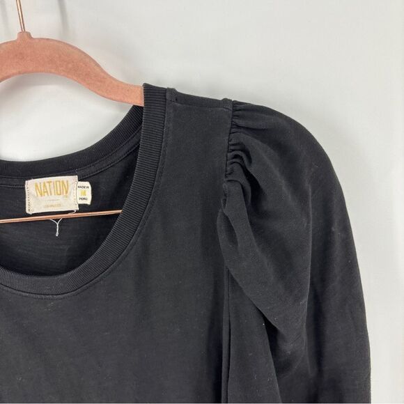 Nation LTD Black Long Sleeve Crewneck Sweatshirt Tiered Mini Dress Women’s M - Picture 4 of 7